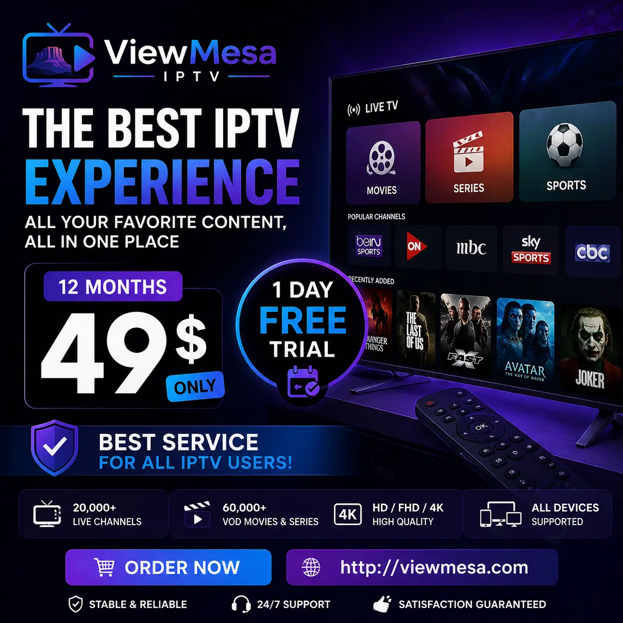 ViewMesa 8K IPTV Android Box — Version Voice Control, Android 12, 4GB RAM, 32GB Storage